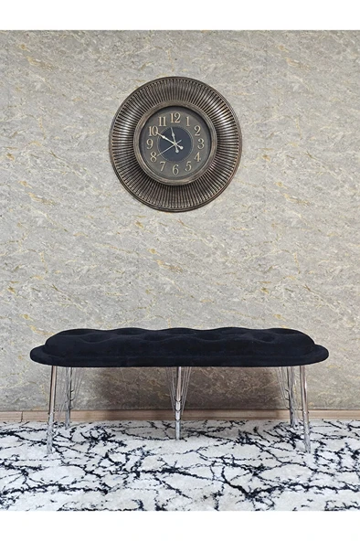 Ufo Oturak Bench - Krom Kaplama Telli Ayak - Oturak - Bench - Puf - Yatak Ucu Pufu Siyah Renk 100 x 50 Boyut/Ebat - Resim 3