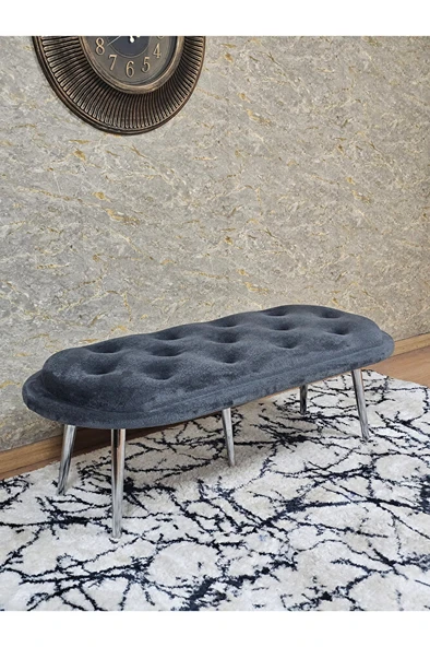 Ufo Oturak Bench - Krom Kaplama Sivriltme Ayak - Oturak - Bench - Puf - Yatak Ucu Pufu Füme Renk 100 x 50 Boyut/Ebat ürün görseli