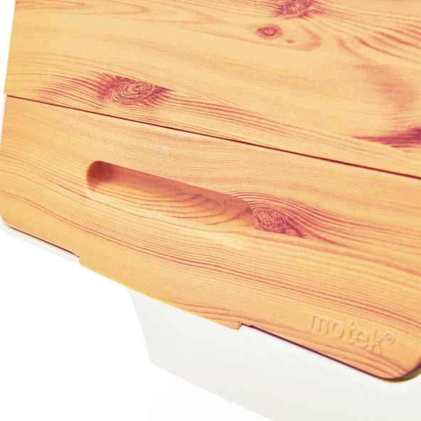 Technow Motek TCH-MT04B 33 Litre Jumbo Boy Bambu Desen Tekerlekli Tekli Organizer + Temizlik Seti - Resim 5