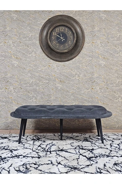 Ufo Oturak Bench - Siyah Boyalı Sivriltme Ayak - Oturak - Bench - Puf - Yatak Ucu Pufu Füme Renk 100 x 50 Boyut/Ebat - 3