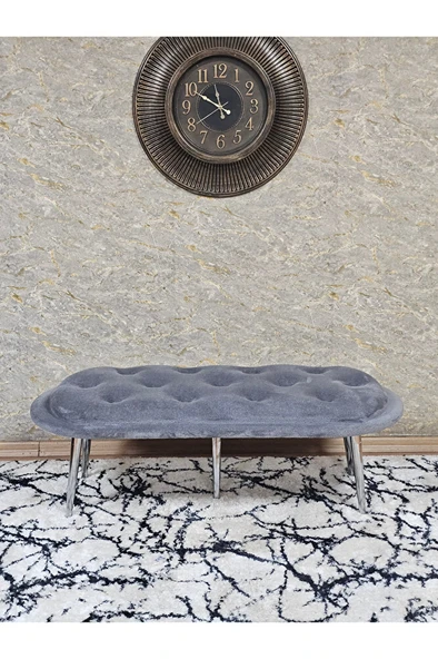 Ufo Oturak Bench - Krom Kaplama Sivriltme Ayak - Oturak - Bench - Puf - Yatak Ucu Pufu Gri Renk 100 x 50 Boyut/Ebat - Resim 2