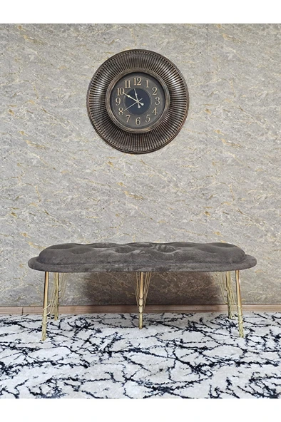 Ufo Oturak Bench - Gold Kaplama Telli Ayak - Oturak - Bench - Puf - Yatak Ucu Pufu Kahverengi Renk 100 x 50 Boyut/Ebat - Resim 3