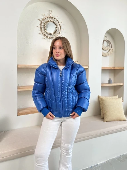 Puffer kısa mont mavi st25534 - Resim 6