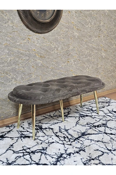 Ufo Oturak Bench - Gold Kaplama Sivriltme Ayak - Oturak - Bench - Puf - Yatak Ucu Pufu Kahverengi Renk 100 x 50 Boyut/Ebat ürün görseli