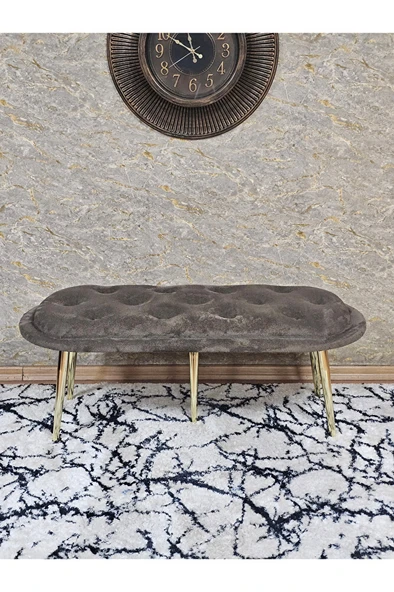 Ufo Oturak Bench - Gold Kaplama Sivriltme Ayak - Oturak - Bench - Puf - Yatak Ucu Pufu Kahverengi Renk 100 x 50 Boyut/Ebat - Resim 2