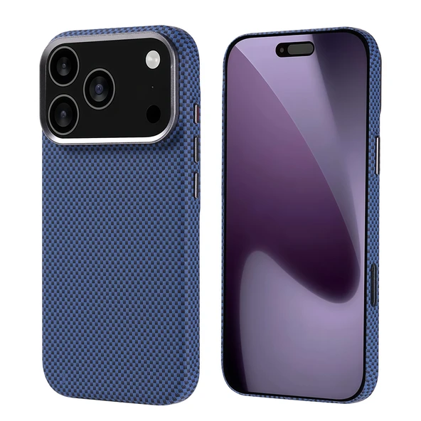 iPhone 17 Pro Kılıf Kablosuz Şarj Özellikli Karbon Fiber Görünümlü Nekst Kapak - Resim 6