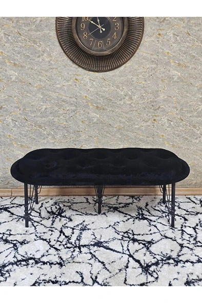 Ufo Oturak Bench - Siyah Boyalı Telli Ayak - Oturak - Bench - Puf - Yatak Ucu Pufu Siyah Renk 100 x 50 Boyut/Ebat - 2