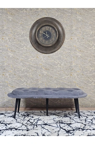 Ufo Oturak Bench - Siyah Boyalı Sivriltme Ayak - Oturak - Bench - Puf - Yatak Ucu Pufu Gri Renk 100 x 50 Boyut/Ebat - 2