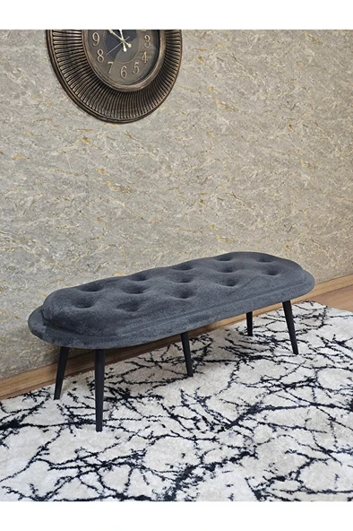Ufo Oturak Bench - Siyah Boyalı Sivriltme Ayak - Oturak - Bench - Puf - Yatak Ucu Pufu Füme Renk 100 x 50 Boyut/Ebat