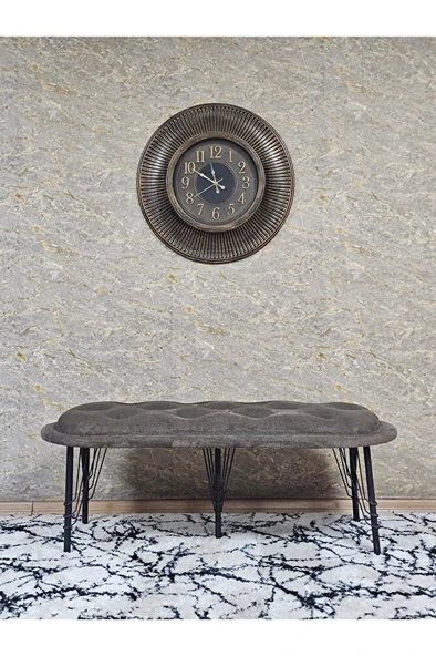 Ufo Oturak Bench - Siyah Boyalı Telli Ayak - Oturak - Bench - Puf - Yatak Ucu Pufu Kahverengi Renk 100 x 50 Boyut/Ebat - Resim 3