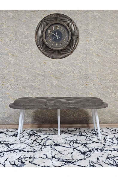 Ufo Oturak Bench - Beyaz Boyalı Sivriltme Ayak - Oturak - Bench - Puf - Yatak Ucu Pufu Kahverengi Renk 100 x 50 Boyut/Ebat - Resim 3