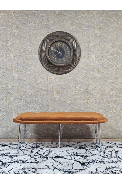 Ufo Oturak Bench - Krom Kaplama Telli Ayak - Oturak - Bench - Puf - Yatak Ucu Pufu Turuncu Renk 100 x 50 Boyut/Ebat - 3