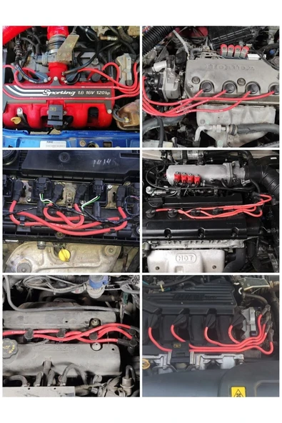 Tipo Tempra Punto - Mpı Motor - Kırmızı 8mm Buji Kablosu - 3