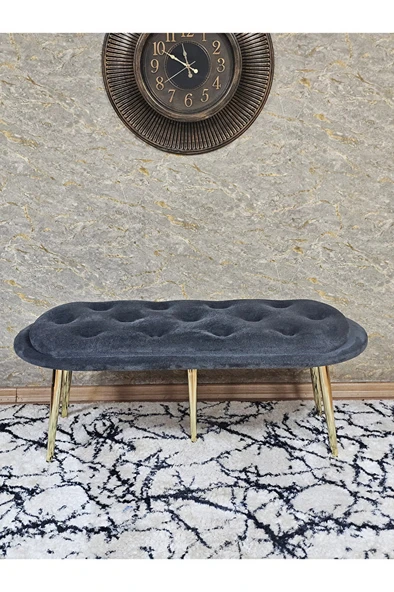 Ufo Oturak Bench - Gold Kaplama Sivriltme Ayak - Oturak - Bench - Puf - Yatak Ucu Pufu Füme Renk 100 x 50 Boyut/Ebat - 2