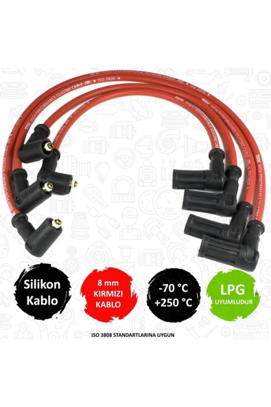 Tipo Tempra Punto - Mpı Motor - Kırmızı 8mm Buji Kablosu