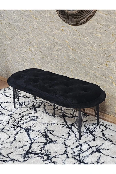 Ufo Oturak Bench - Siyah Boyalı Telli Ayak - Oturak - Bench - Puf - Yatak Ucu Pufu Siyah Renk 100 x 50 Boyut/Ebat - 4