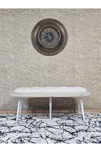 Ufo Oturak Bench - Beyaz Boyalı Sivriltme Ayak - Oturak - Bench - Puf - Yatak Ucu Pufu Krem Renk 100 x 50 Boyut/Ebat - Resim 3