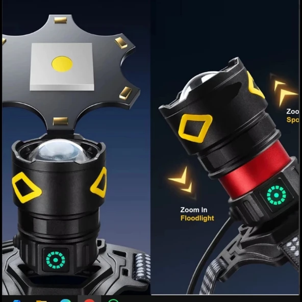 pilelistore F.B.I Pro F-3003 Alüminyum PM10-TG LED Type-C Powerbank ve Solar Şarjlı Kamp Kafa Feneri - 2