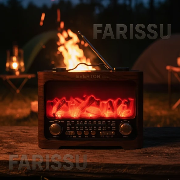 RT-733 Şömine Görünümlü Nostaljik Bluetoothlu Radyo - USB/TF/MP3 Destekli Şarjlı Müzik Kutusu - 2