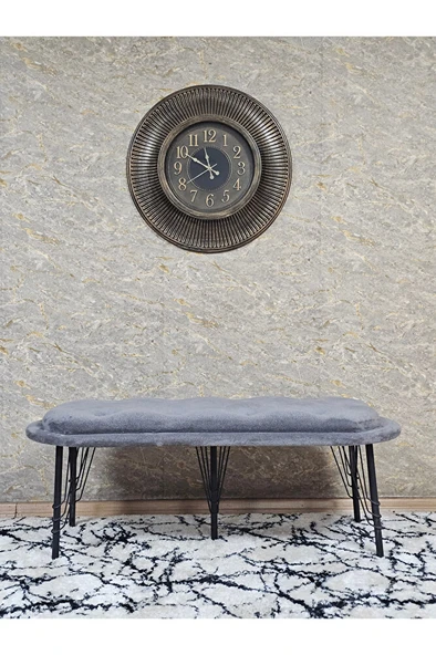 Ufo Oturak Bench - Siyah Boyalı Telli Ayak - Oturak - Bench - Puf - Yatak Ucu Pufu Gri Renk 100 x 50 Boyut/Ebat - 3