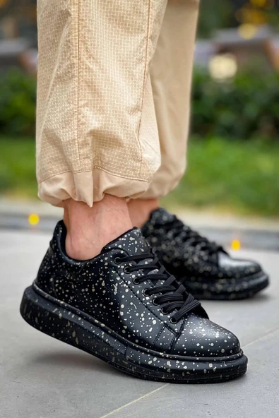 KB-X500  Kuback Siyah Gold  Bağcıklı  Günlük Erkek  Ayakkabı ürün görseli 1