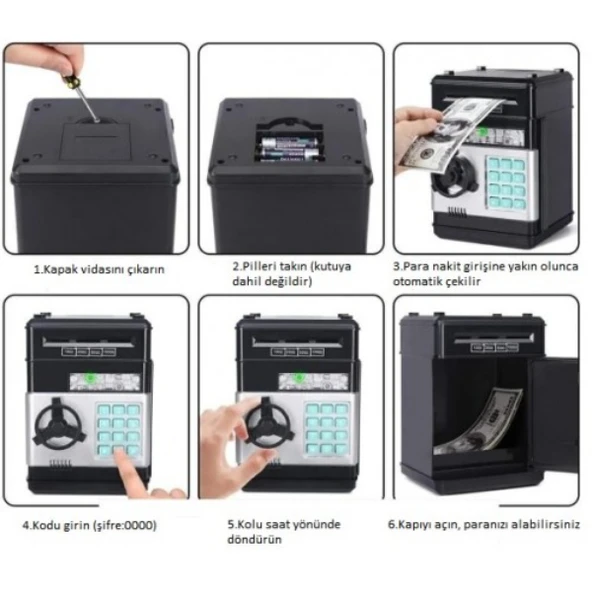Elektronik Şifreli Kasa Otomatik ATM Kumbara - 4