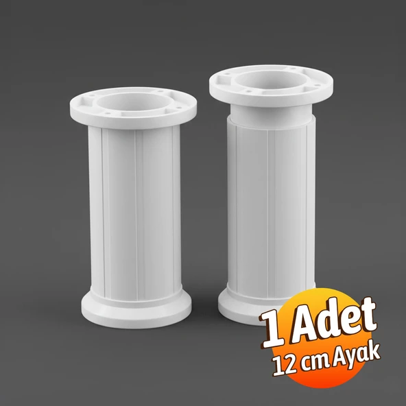 Ayarlanabilir 1 Adet 12 Cm Beyaz Plastik Ayak Dolap Mobilya Tezgah Yükseltici Yükseltme Ayağı - Resim 2