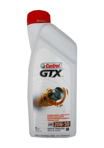 CASTROL MOTOR YAĞ 20W50 1 LT GTX LPG 15E614 ürün görseli