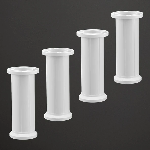Ayarlanabilir 4 Adet 15 Cm Beyaz Plastik Ayak Dolap Mobilya Tezgah Yükseltici Yükseltme Ayağı ürün görseli