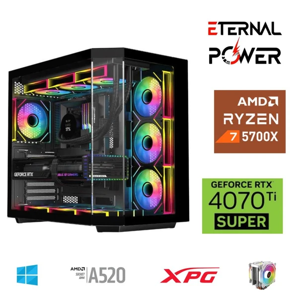 E.POWER RYZEN 7 5700X 32G DDR4 1TB M.2 RTX4070Ti Super A520 A750W