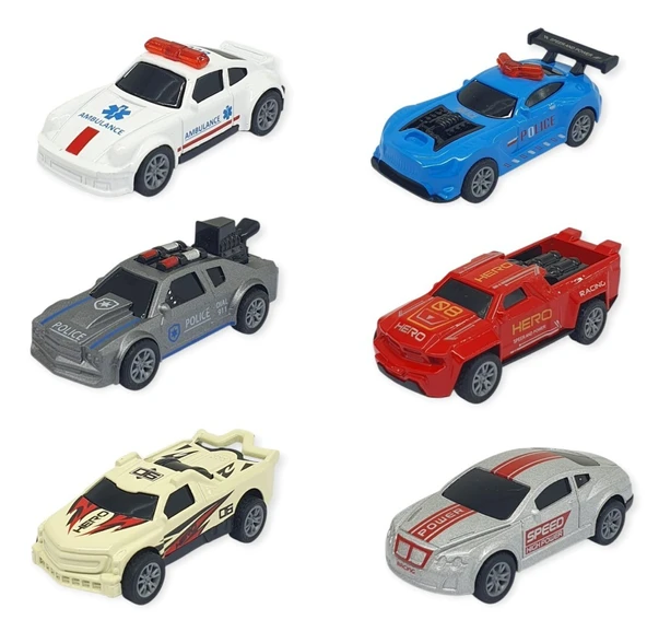 Çek Bırak Metal Küçük Arabalar 8 cm 6'lı Set ürün görseli