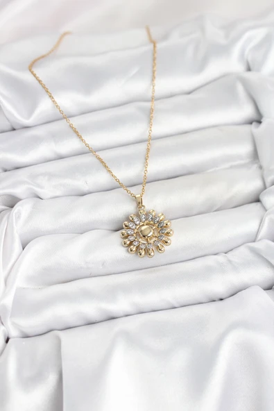 Zincir Gold Renk Güneş Model Kadın Kolye - EBJ251025W38293 - Resim 2