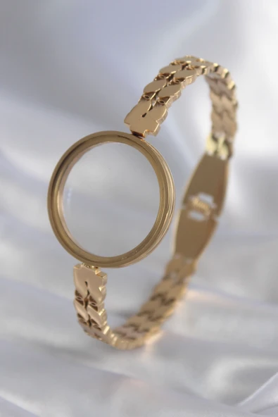 316L Çelik Gold Renk Arpa İşleme Açılabilir Fanus Model Kadın Kelepçe - TJ-BB5911 ürün görseli 1