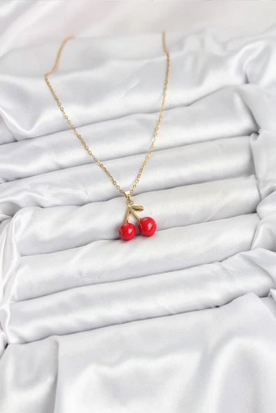 Zincir Gold Renk Kiraz Model Kadın Kolye - EBJ251025W38311 - Resim 2