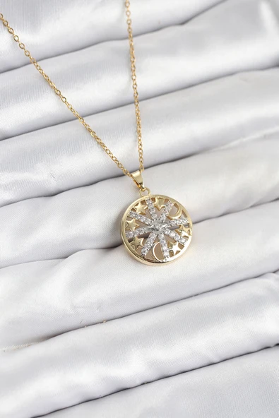 Zincir Gold Renk Zirkon Taşlı Kadın Kolye - EBJ251025W38299 ürün görseli