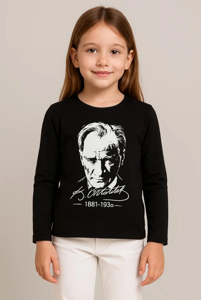 GALA ATATÜRK baskılı uzunkol ünisex çocuk tişört - Resim 10