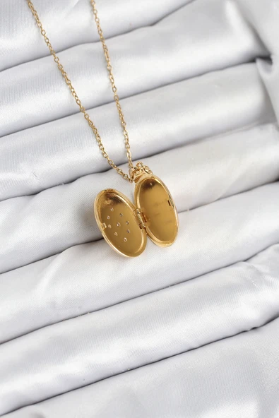 Zincir Gold Renk Kapaklı Açılabilir Model Kadın Kolye - EBJ251025W38314 - Resim 3