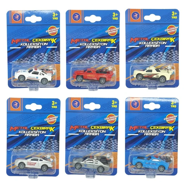 Çek Bırak Metal Küçük Arabalar 8 cm 6'lı Set - Resim 2