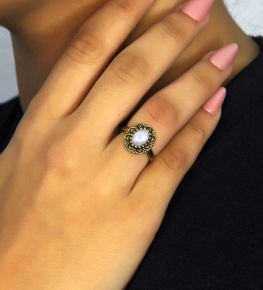 Doğal Taş Aytaşı Doğal Taşlı Antik Model Kadın Ayarlanabillir Yüzük euy77ay ürün görseli