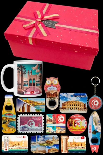 Tunus Hediye Kutusu 10 Parça Kupa Magnet Anahtarlık Kutu - Resim 6