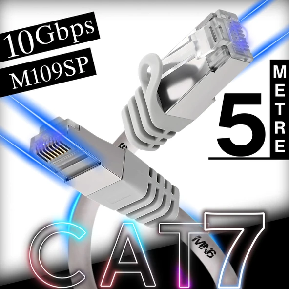MN6 M109SP Cat7 Kablo 5 Metre/10 Gbps'e kadar-Örgülü ve folyo ekranlama/5 Metre Cat7 Ethernet Kablosu