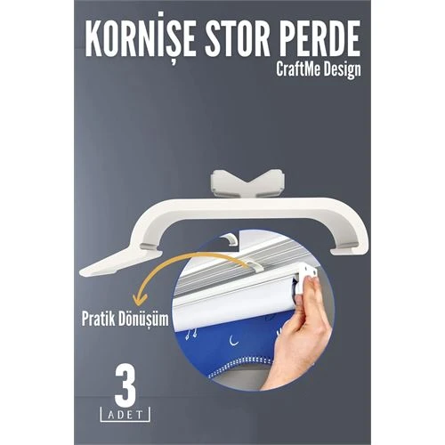 3 lü Kornişe Stor Perde Dönüştürücü – Perde Rayınızla Stor Perdeyi Buluşturmanın En Pratik Yolu ürün görseli 1