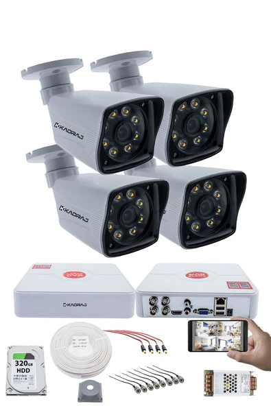 4 Kameralı Set 5MP Sony SecuLensli 1080p Full HD AHD Güvenlik Kamerası Seti - Gece Görüşlü, 8 Ultra Warm Led, Colorvu Teknolojisi, Plastik Kasa ürün görseli