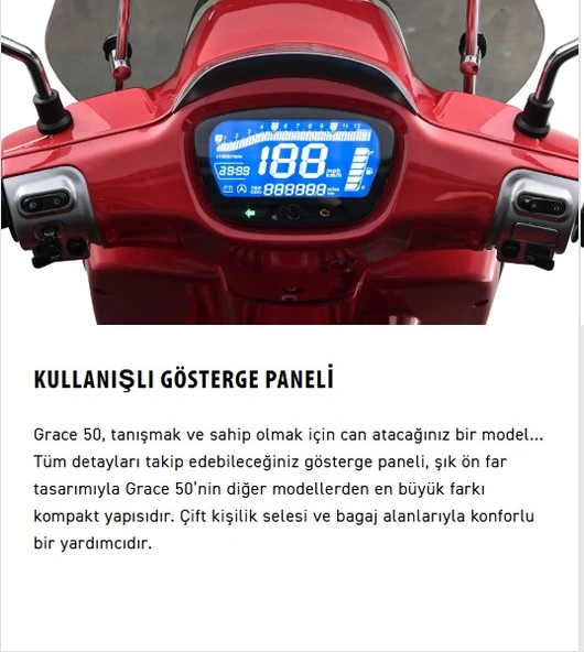 Kuba Grace 50 Motosiklet Kırmızı - 3