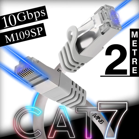 MN6 M109SP Cat7 Kablo 2 Metre/10 Gbps'e kadar-Örgülü ve folyo ekranlama/2 Metre Cat7 Ethernet Kablosu