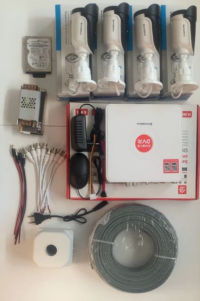 4 Kameralı Güvenlik Kamera Seti - Ekstra Uzun Mesafeli Güçlü, 5MP Sony Lens, 70m Dayanıklı Kablolama, 6 Atom LED, 1TB  H.D.D - Resim 2