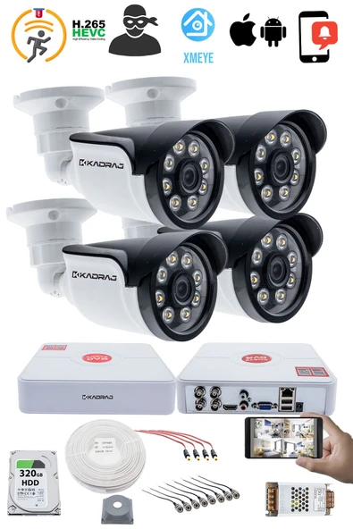 4 Kameralı Set 5MP Sony SecuLensli 1080p Güvenlik Kamerası Seti - 8 Warm LED, Colorvu Gece Renkli Görüş, Su Geçirmez, Full HD, Kolay Kurulum - Resim 2