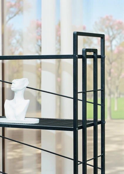 DEKORATİF SİYAH METAL KİTAPLIK 6 RAFLI ÇOK AMAÇLI STAND SALON VE ÇALIŞMA ODASI DÜZENLEYİCİ - 3