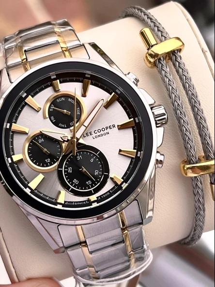 Lee Cooper Premium Nişan Ve Damatlara Özel 2 Yıl Garantili 5 Atm Erkek Kol Saati+Bileklik E08249.230 ürün görseli