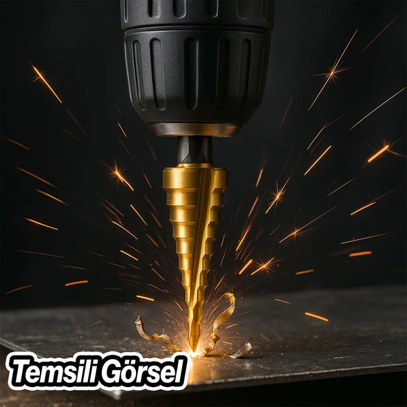 Kademeli Matkap Ucu 4 20 mm Titanyum Kaplama Metal Sac Delme Spiral Uç Seti Konik Basamaklı Çelik - Resim 6